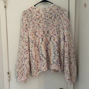 Cream and Rainbow Speckled Sweater Sz XL Fever
